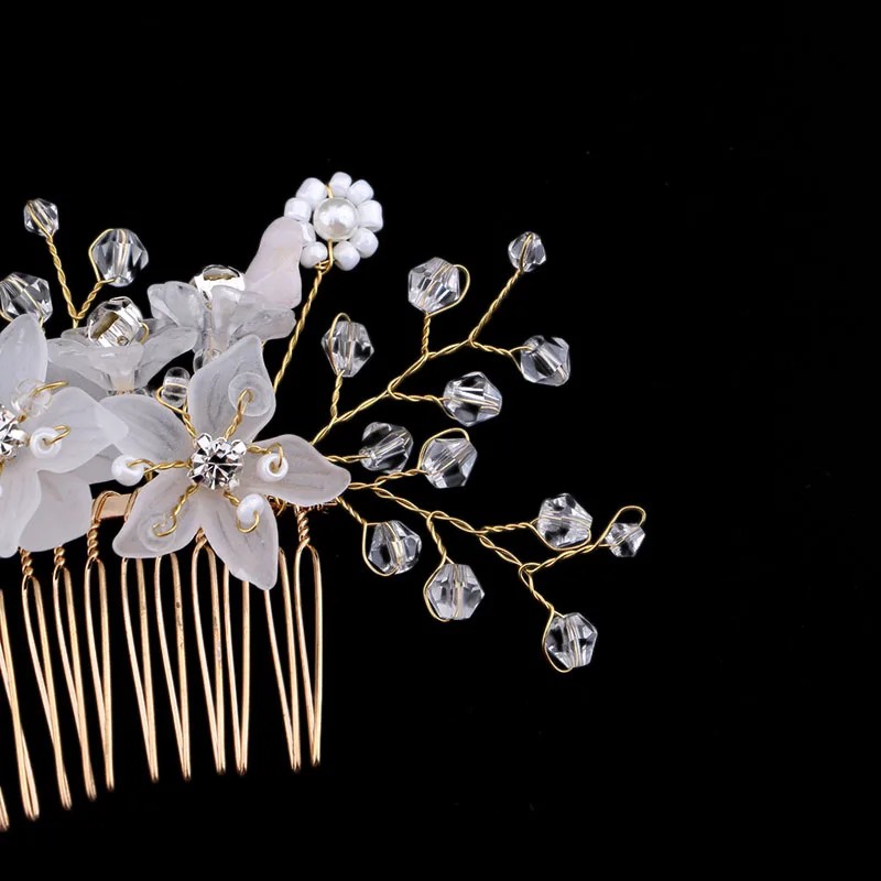 Модные Стиль с цветами и жемчугом для невесты ручной работы свадебные украшения