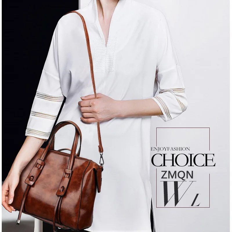 

ZMQN Women Messenger Bags Vintage Oil Wax Leather Bag Handbags For Women Crossbody Bag Light Designer Handbag Famous Brands C677