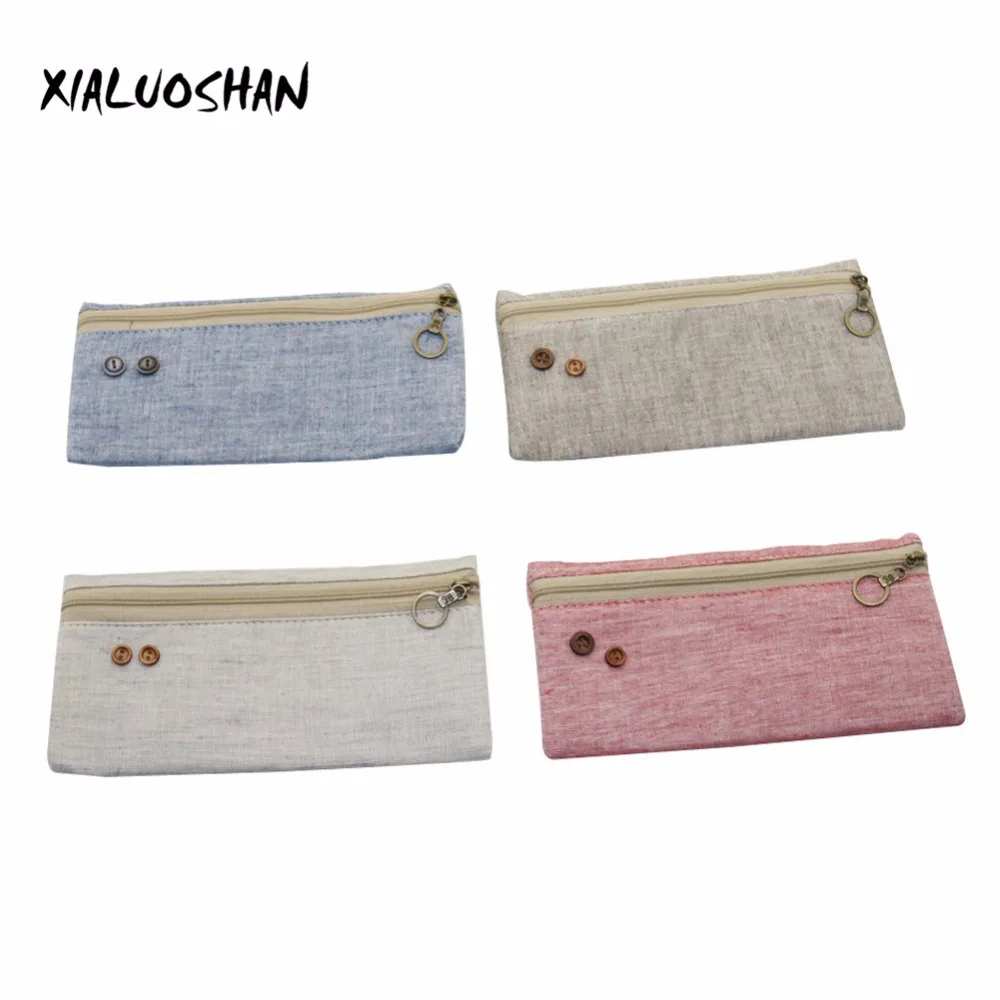 1Pc hot retro Linen Pure Color Pencil Bag Various Colors Available Pen Bags Student Supplies Office Supplies Festive Gift