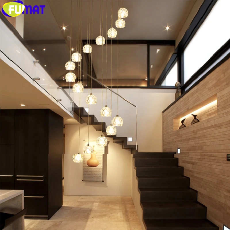 値段 FUMAT ブドウガラススパイラル階段ヴィラ天井ランプ LED G4 階段ランプ近代的な灯ペントハウスシャンデリア器具