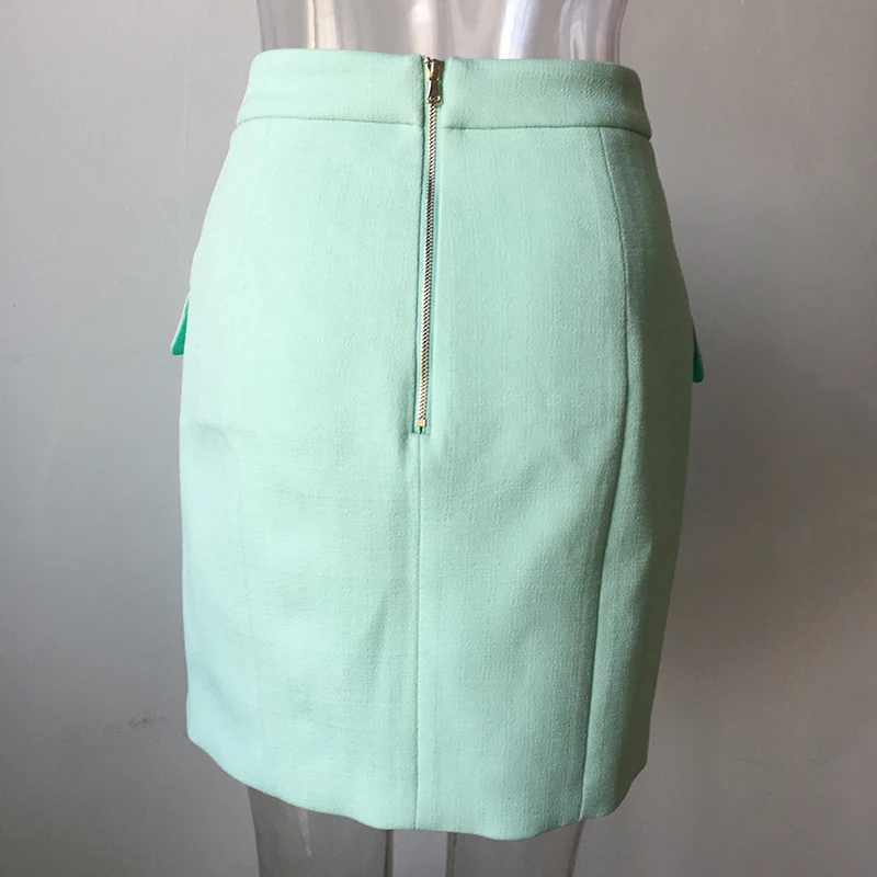 

HarleyFashion European American Elegant Women Slim Short Skirt High Waist Solid Buttons Fashion All-matched Skirts Saia