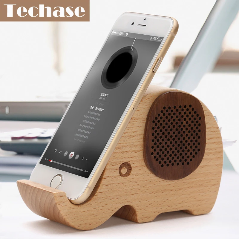 Techase деревянный держатель для мобильного телефона с Bluetooth динамиком животный