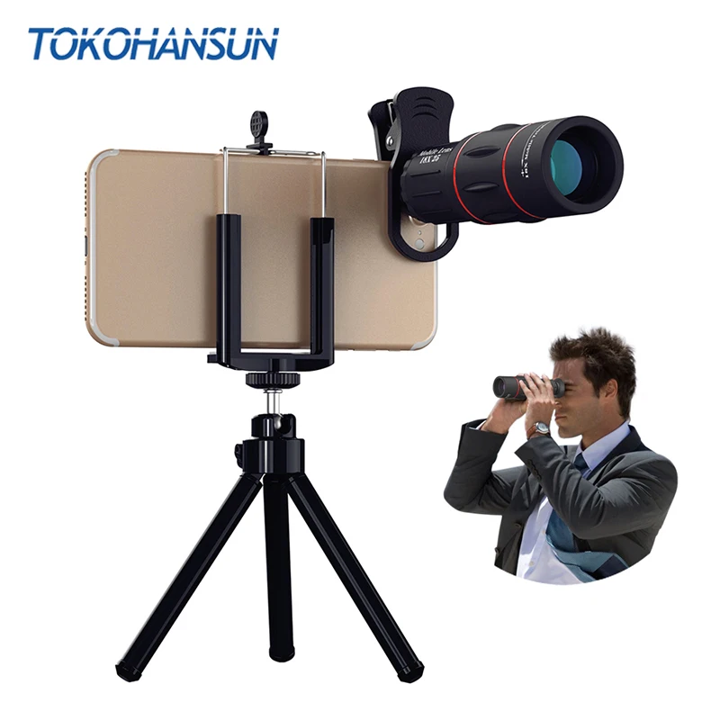 TOKOHANSUN 18X Telescope Zoom lens Monocular Mobile Phone camera Lens for iPhone Samsung Smartphones Camping hunting Sports | Мобильные