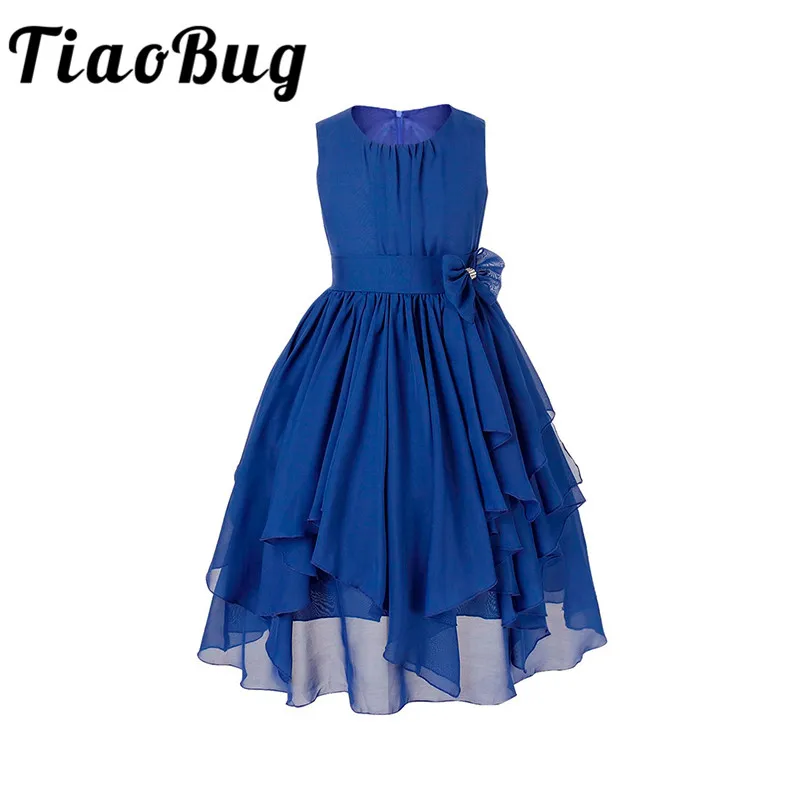 

Детское шифоновое платье TiaoBug для девочек, с бантом на поясе