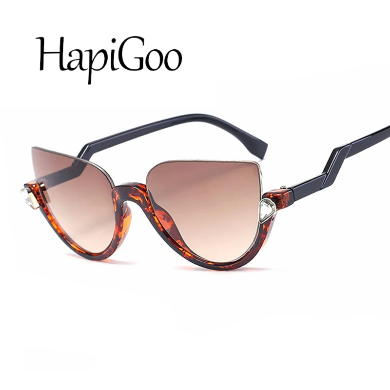 HapiGOO 2019 новые модные очки половинки без оправы кошачий глаз женские зеркальные