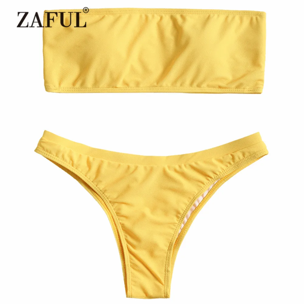 Женский купальник бандо ZAFUL однотонный пляжный купальный костюм из двух