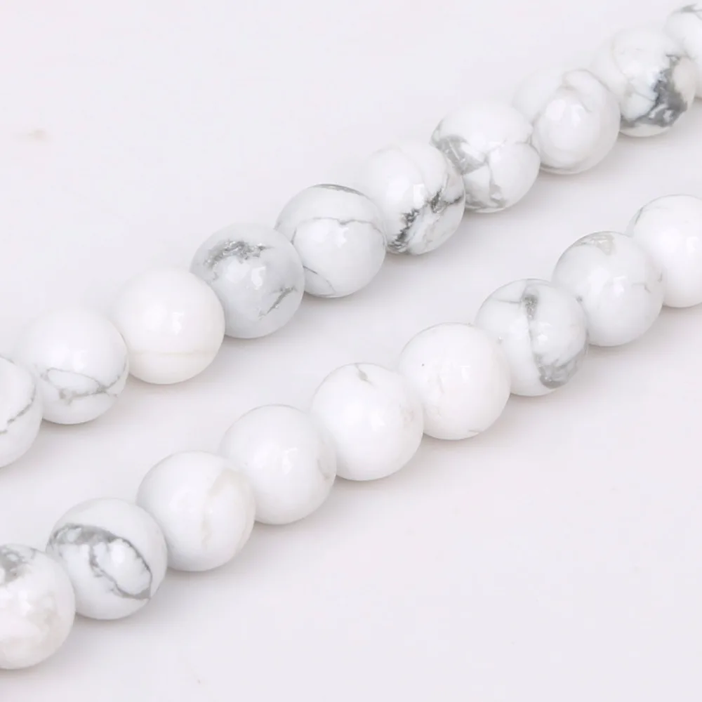 Круглые бусины белого цвета Howlite 4/6/8/10 мм незакрепленные промежуточные для