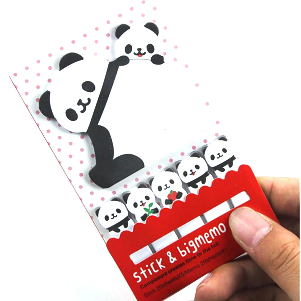 Fridge Writing Cute Cartoon Panda Post-it notes Sticker Post It Bookmark Memo Marker Point Flags Sticky Notes label Decoration | Дом и сад