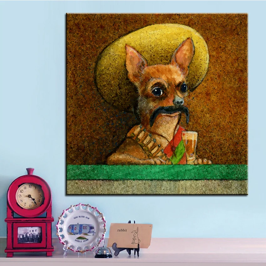Большой размер Печать Картина маслом viva Чихуахуа Настенная картина в стиле