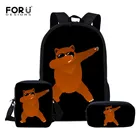Женский рюкзак для мальчиков и девочек FORUDESIGNS, детские школьные рюкзаки, школьные сумки с медведем гризли, школьные рюкзаки