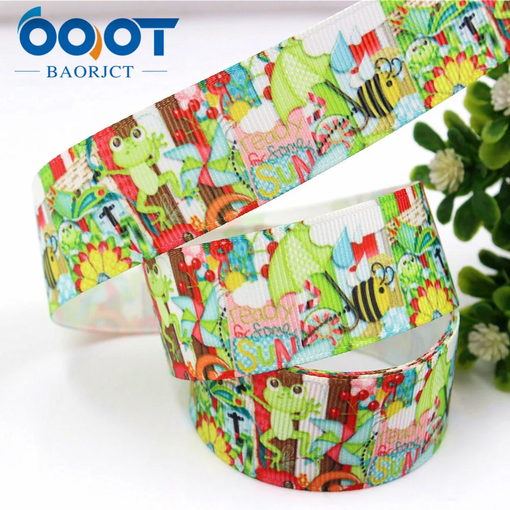 Ленты OOOT BAORJCT 176206 25 мм 10 ярдов Мультяшные термотрансферные печатные grosgrain