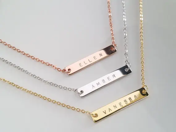 Женское ожерелье из серебра 925 пробы на заказ|bar necklace|silver bar necklaceinitial necklace |