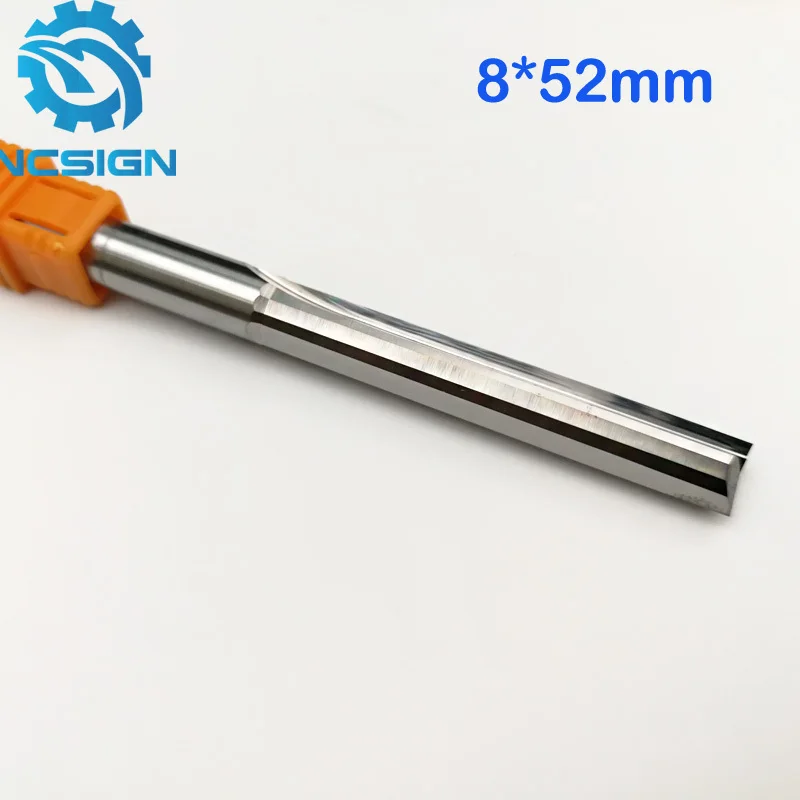 

1pc 8*52mm Two Double Flutes Straight Slot Bits, Wood Cutters, Milling Cutter Solid Carbide Router, CNC Carving Engraving Tools