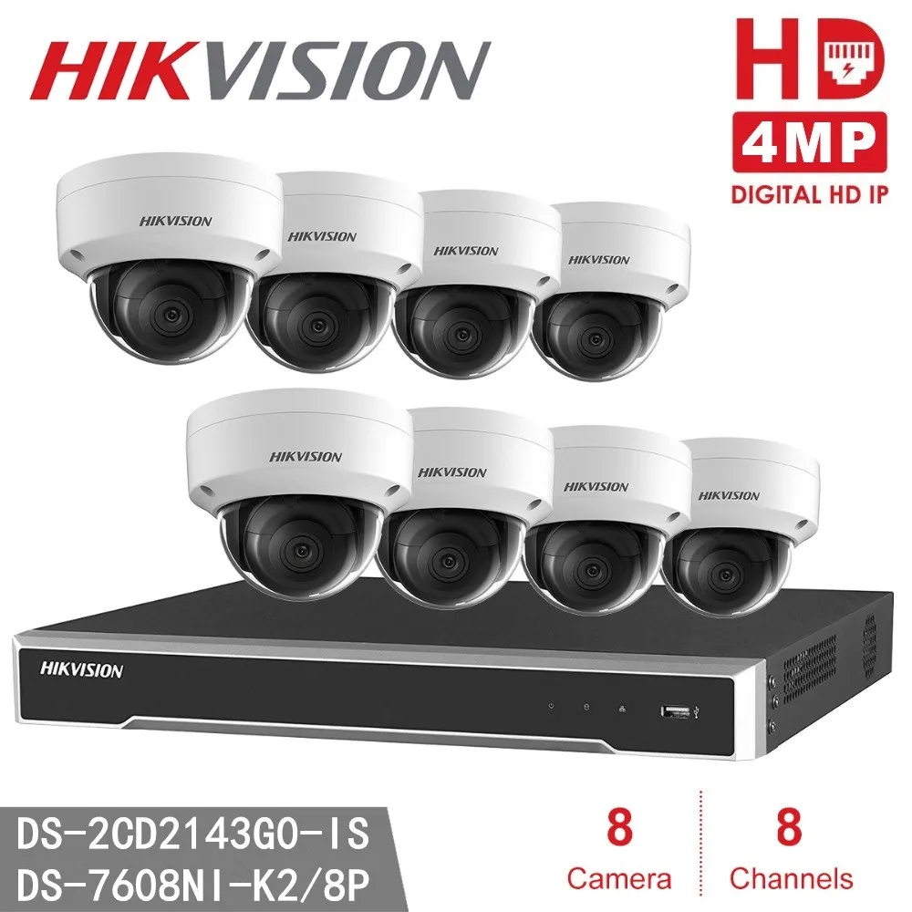Камера видеонаблюдения Hikvision 4 МП IP DS-2CD2143G0-IS 8 каналов портов POE H.265 4K NVR 2 SATA |