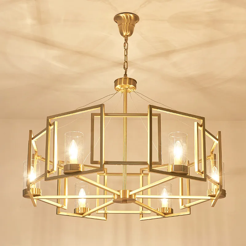

Modern Copper Chandelier frame Geometric LED lamp 6 8 Heads For Kitchen Living Room Decoration Chandelier Home Lighting PA0119