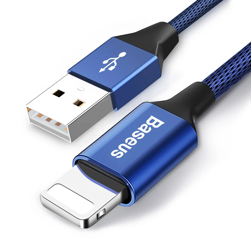 Blue Baseus USB кабель для iPhone 11 Pro Max X XR XS 8 7 6 6 S 5 5S iPad Быстрая зарядка данных USB провод шнур Кабели для мобильных телефонов - Цвет: Blue