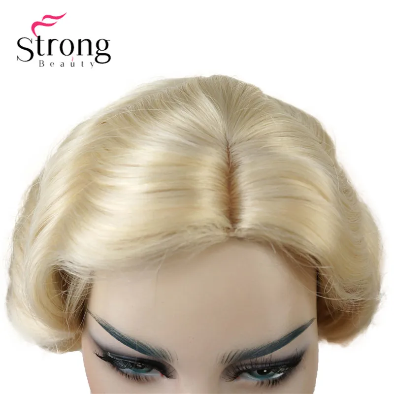 StrongBeauty 1920's Flappers Короткий Палец Волна светильник блонд полный синтетический парик