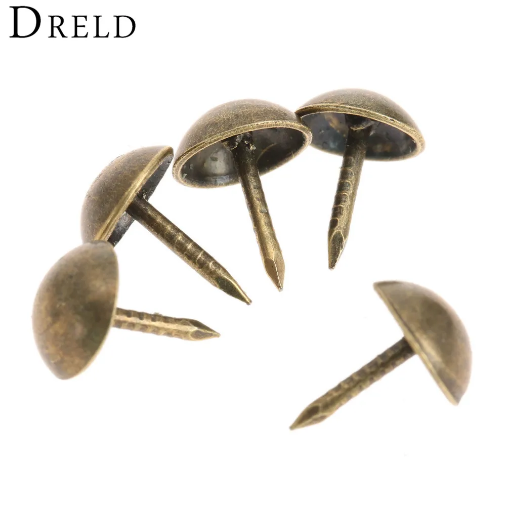 DRELD 100 шт. 7x11 мм штифты Doornail tachas античная бронза декоративные обивочные гвозди для ювелирных изделий подарок коробка шурупы