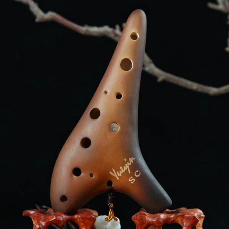 Фото Керамический инструмент с 12 отверстиями для Ocarina Alto C/Soprano C F G Flute, профессиональные инструменты для работы с флуоресцентным покрытием, дымча... №5