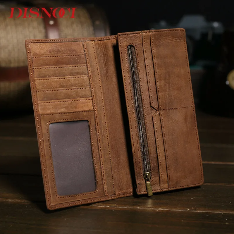 Кошелек DISNOCI из натуральной кожи большой емкости длинный мужской | Багаж и сумки