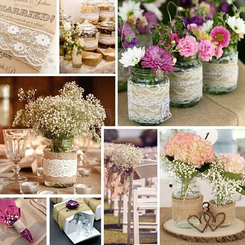 1 рулон винтажная кружевная окантовка гессианская ткань мешковатая лента