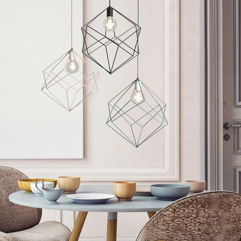 Modern Nordic pendant lights Creative Individuality Restaurant Bedroom kitchen hanging lamps Cafe Bar Window Iron light fixtures | Лампы и