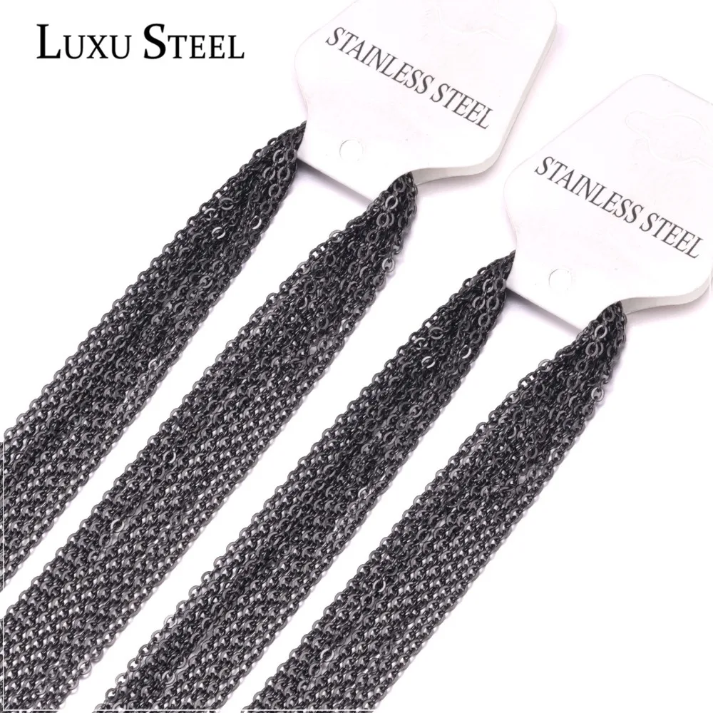 Цепи LUXUSTEEL из нержавеющей стали ожерелья черного цвета 10 шт./Лот ширина 2 мм/1 мм