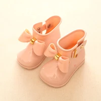 infant cute girls rain boots kids bow shoes baby boys jelly color rubber ankle boots toddler anti skid water shoes 2022 spring