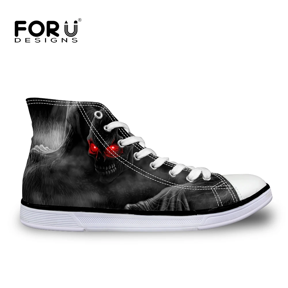 FORUDESIGNS/крутая Мужская Вулканизированная обувь в стиле панк с черепом Высокая