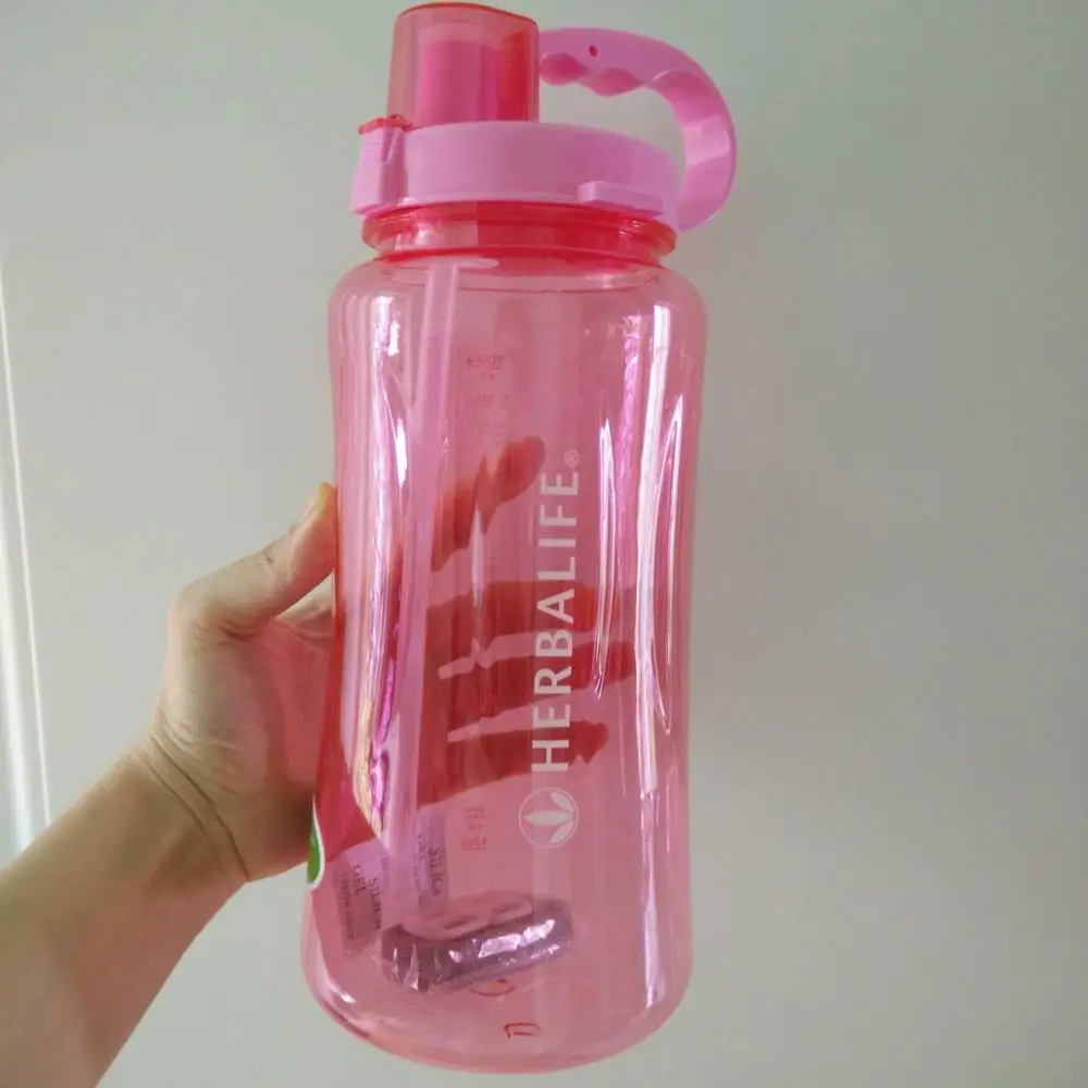 1Л 2л негабаритная бутылка для воды 1000 мл/2000 мл модный портативный Herbalife питание изготовленный на заказ шейкер Спортивная бутылка - Цвет: 1000ml Pink