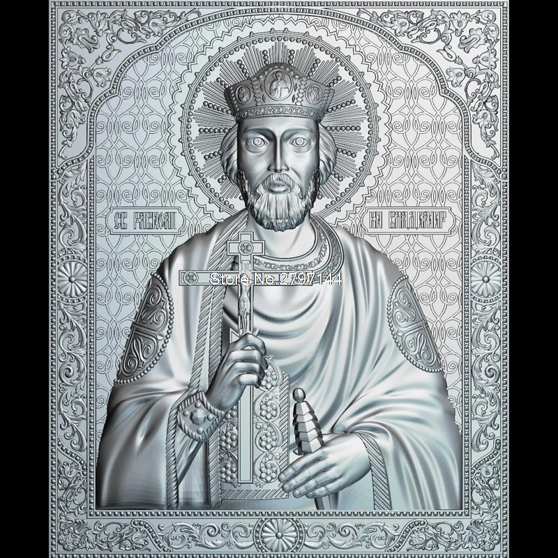

Orthodox Icon of St. Prince Vladimir 3d model for cnc STL format Religion 3d Relief Model STL Router 3 axis Engraver ArtCam