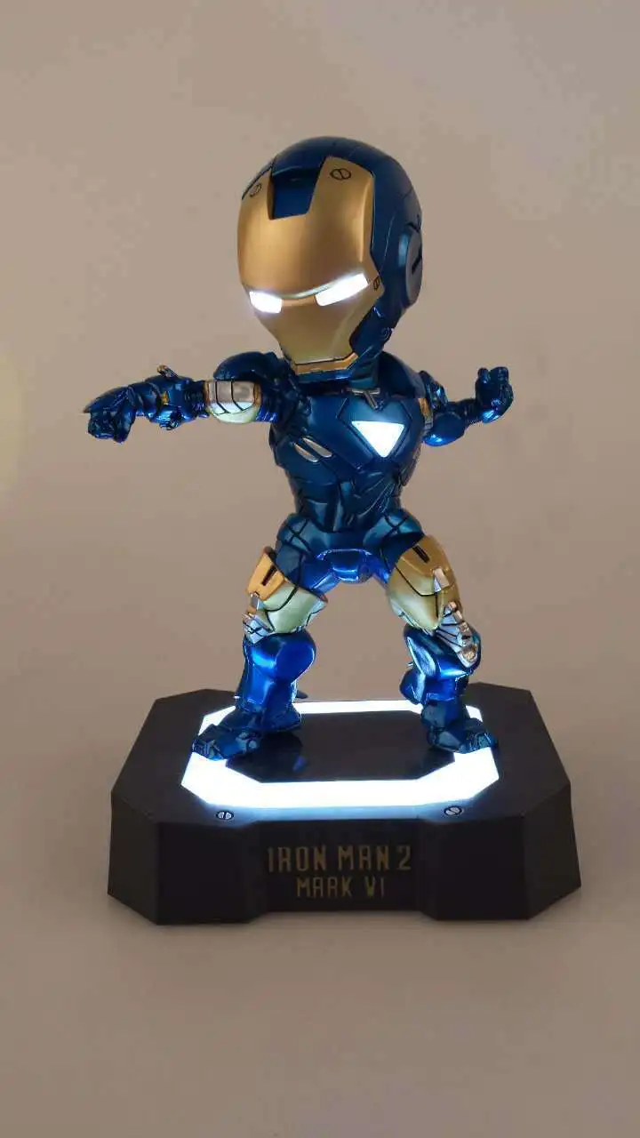 Фильм фигурка 18 см яйцо атака Железный человек Mark VI Синий со светодиодной