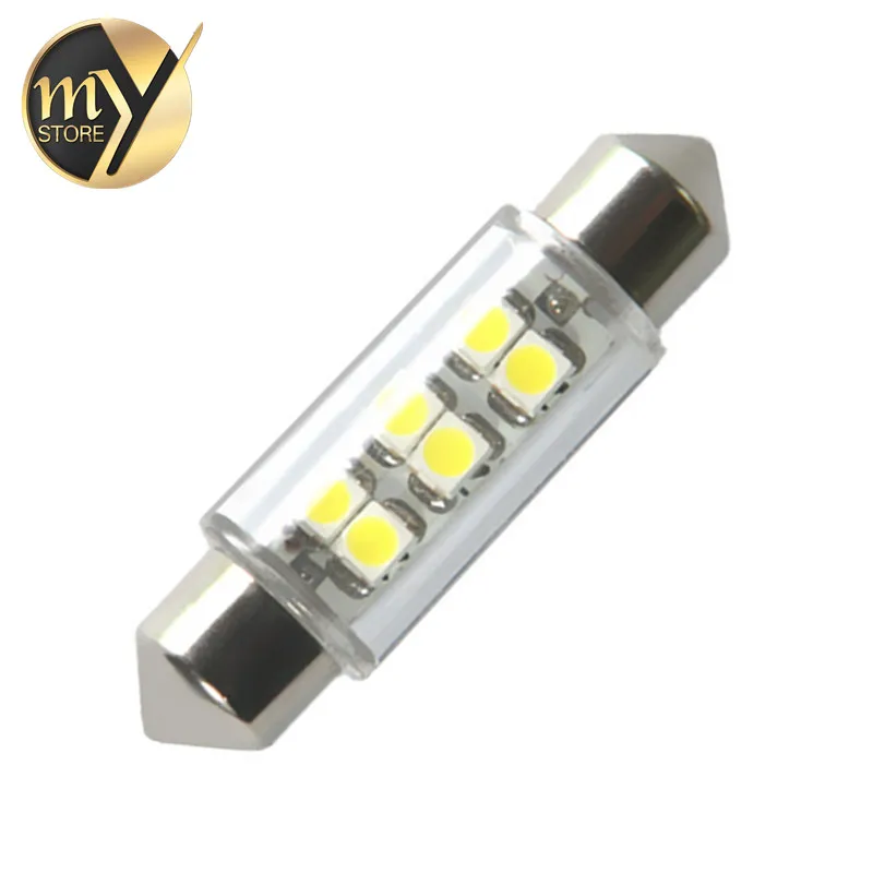 

39 мм 6 SMD Белая купольная гирлянда светодиодный Светодиодная лампа, парковочная лампа 12 В, Автомобильные светодиодные лампы c5w, внутреннее ос...
