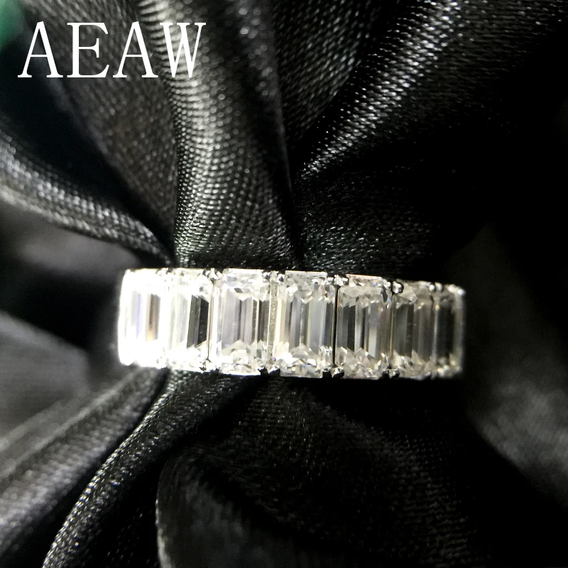 

Женское Обручальное Кольцо AEAW, белое золото 14 к 585 пробы, изумруд 2Ctw F, обручальное кольцо с бриллиантом