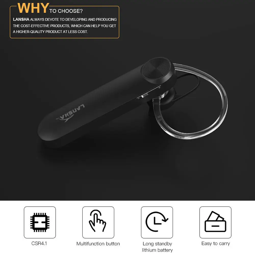 Lansha гарнитура Bluetooth Беспроводной Наушники с микрофоном наушники случае громкой