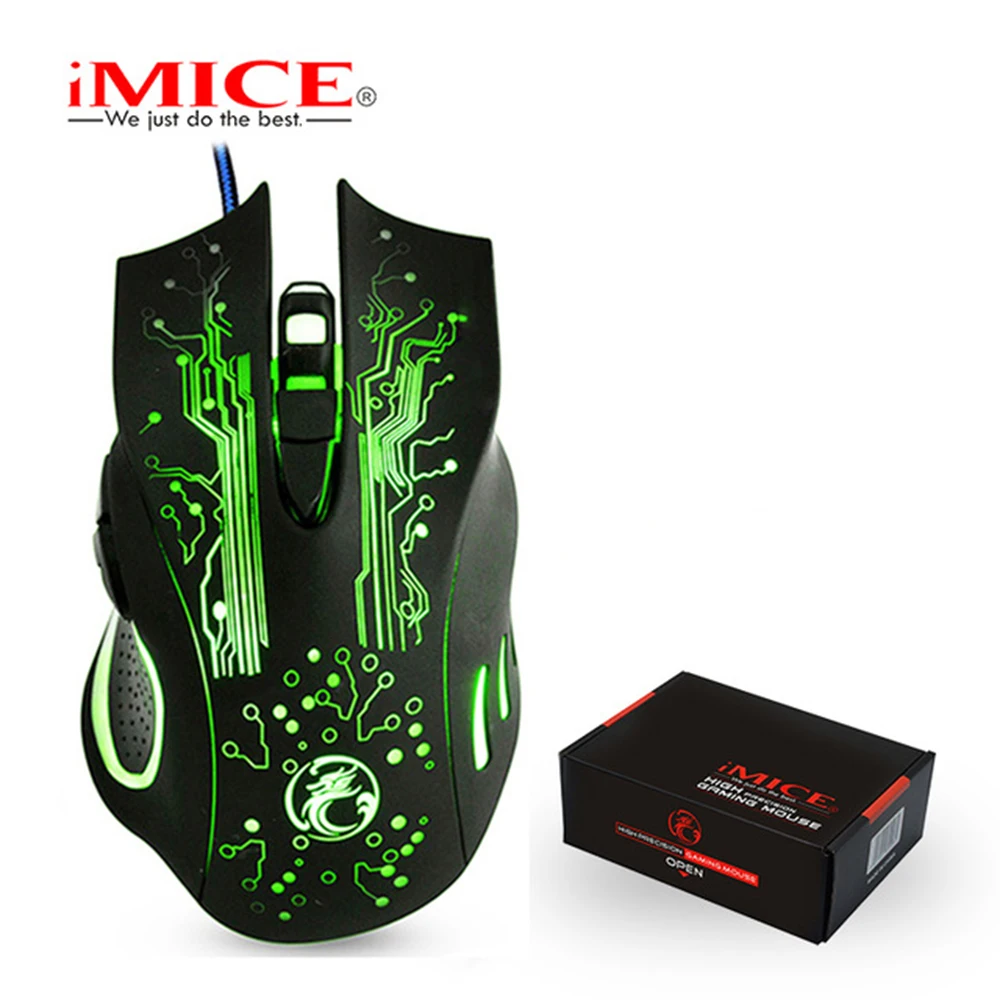 Черный IMICE игровая мышь, Проводная компьютерная USB мышь, геймерские мыши, 5000 dpi, PC Mause, 6 кнопок, эргономичные Волшебные Игровые мыши X9 для ноутбука - Цвет: Черный