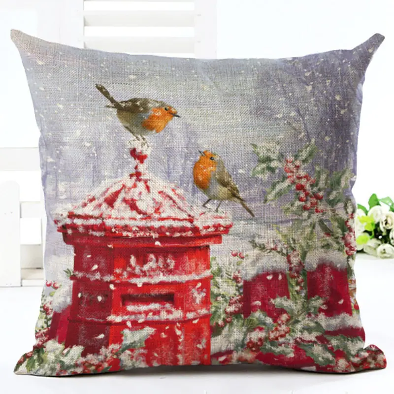 New Year Christmas Decor For Home Adornos De Navidad Decoration Accessories Natal Snow Bird Cushion Cover | Дом и сад