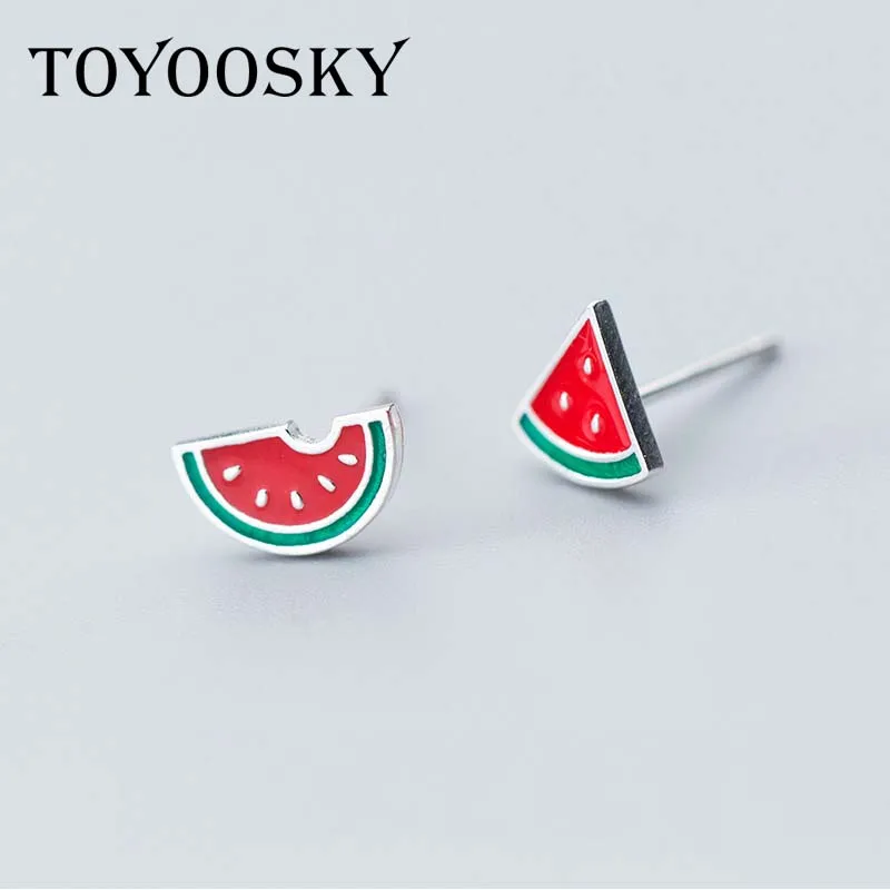 TOYOOSKY S925 серьги гвоздики из стерлингового серебра в виде искусственного арбуза