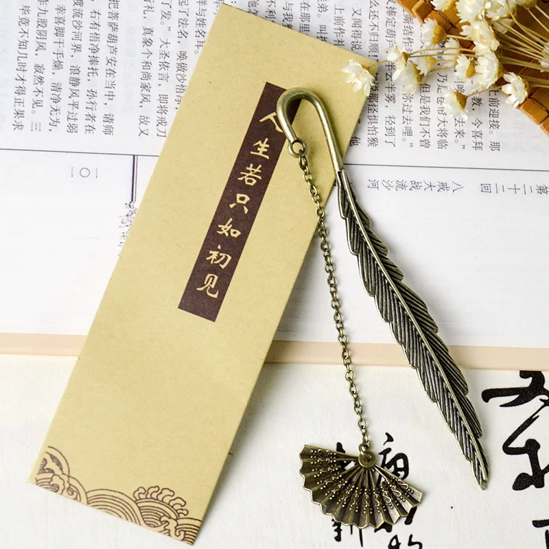 

Original metal creative shell feathers bookmarks Chinese wind bookmarks retro wind gift students creative exquisite bookmarks