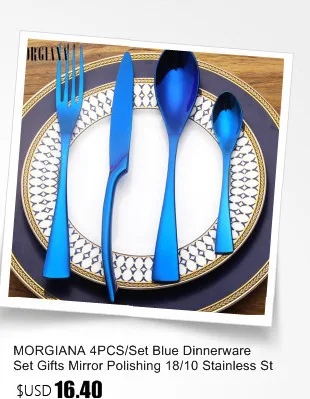 4PCS/Set Cutlery Stainless Steel Green Gold Silver Two Colors Dinnerware Set Dinner Fork Knife Scoops 4PCS Cutlery Set