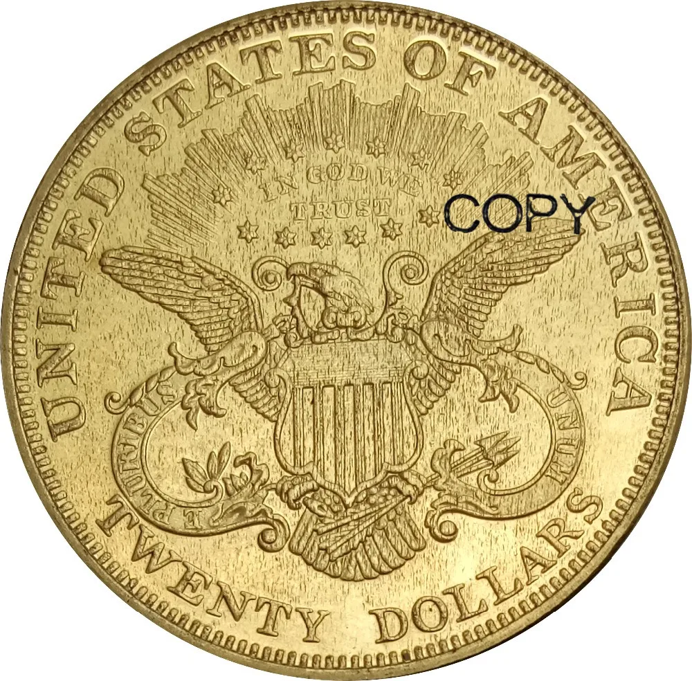 США 20 долларов Liberty Head-Double Eagle с девизом 1889 cc s латунные металлические копии монет |