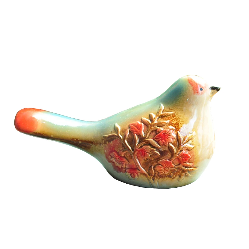 Набор из 2 декоративных керамических цветов многоцветные фигурки птиц животных