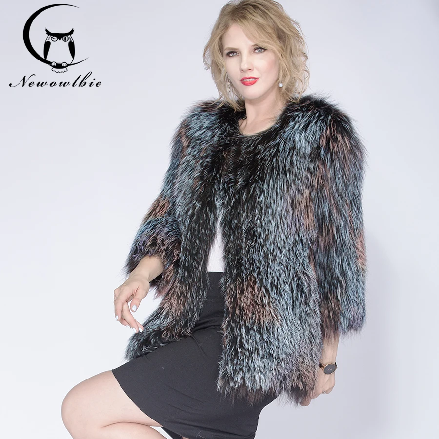 New Winter Autumn Women Female Knitted  fox fur  Coats Jacket Casual Thick Warm Fashion Slim Overcoat Clothing