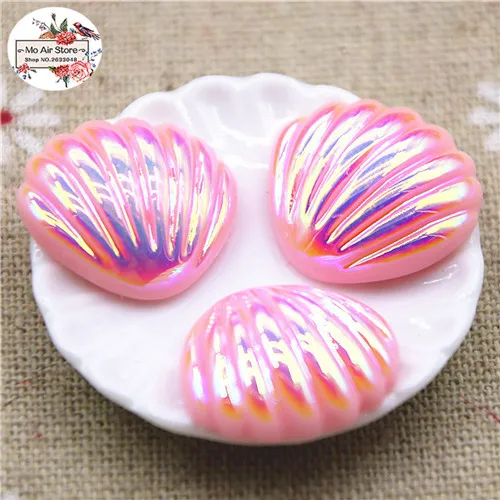 pink 20pcs 20 шт полимер блестящий красочный seashell Flatback Кабошон DIY волос Лук Центр Скрапбукинг Ремесло 19x20 мм - Цвет: pink 20pcs