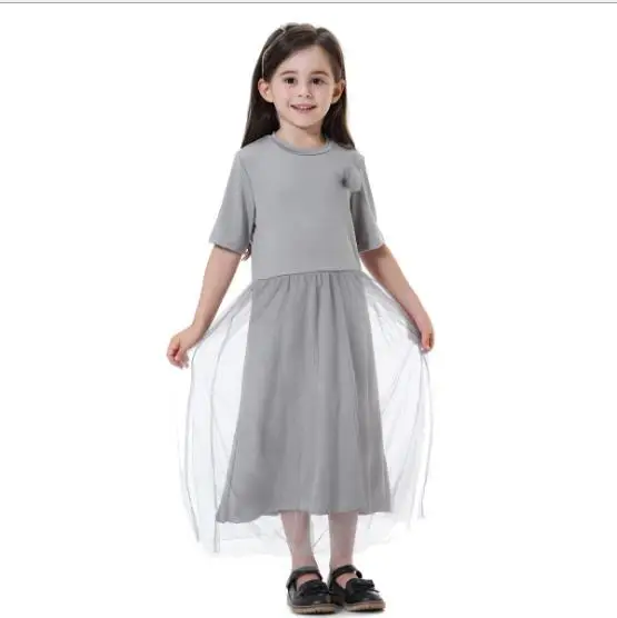 2019 Muslim Children's Dress Black Abaya with Hijab Bowknot Djellaba Dubai Robe Traditional Clothing Kids LJ908 | Мать и ребенок