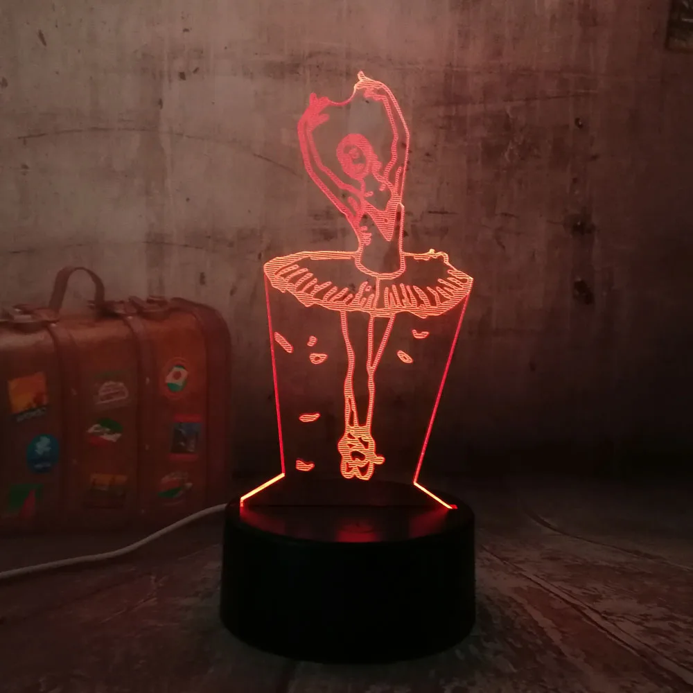 Новинка балетный танцор акриловый 3D RGB ночные светильники USB сенсорный пульт