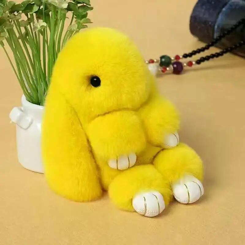 Cute Rabbit Style Keychains Fashion Rex Fur Pendents Real Handnag/Wallets Key Rings Height 18cm AU00845 |