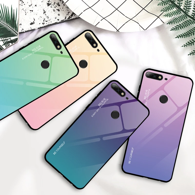 Для huawei Honor 7A ру 5,45 7A Pro 7C Pro 5,99 чехол градиент закаленное Стекло чехол для Honor 7A 7C 8X9X20 Pro 10 9 Lite 10i 20i