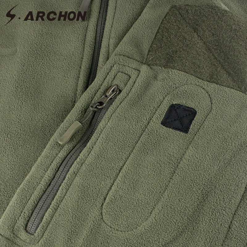 

S.ARCHON Warm Thicken Military Fleece Jacket Men Casual Multi Pockets Soft Thermal Army Jacket Hiking Tactical Camping Coats