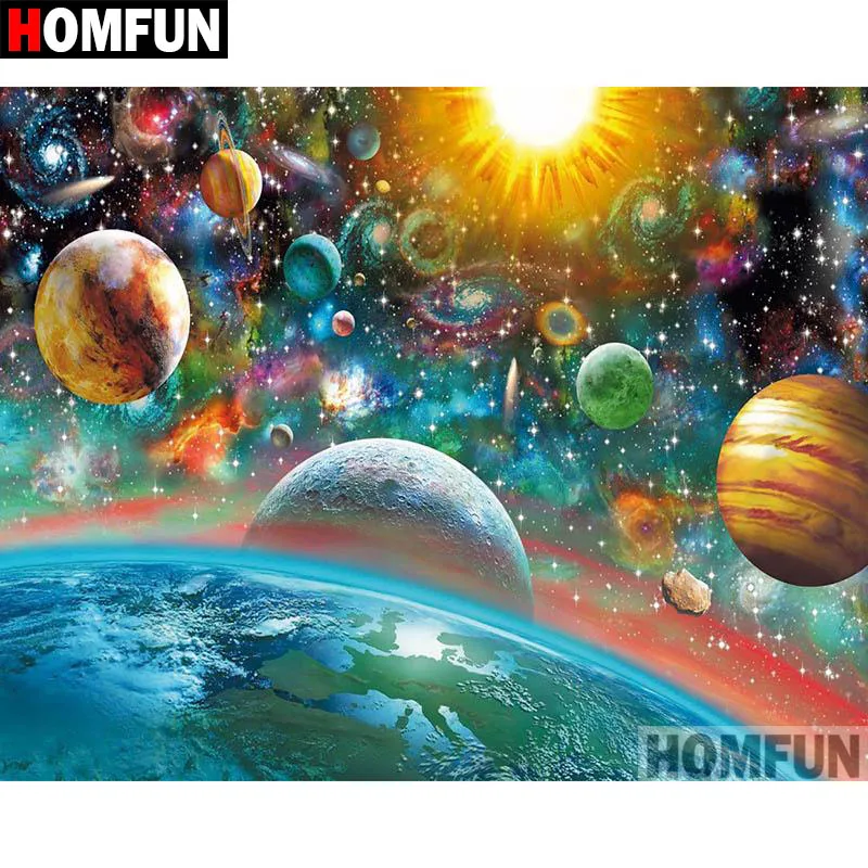 Алмазная живопись HOMFUN Планета картина из квадратных/круглых страз сделай сам